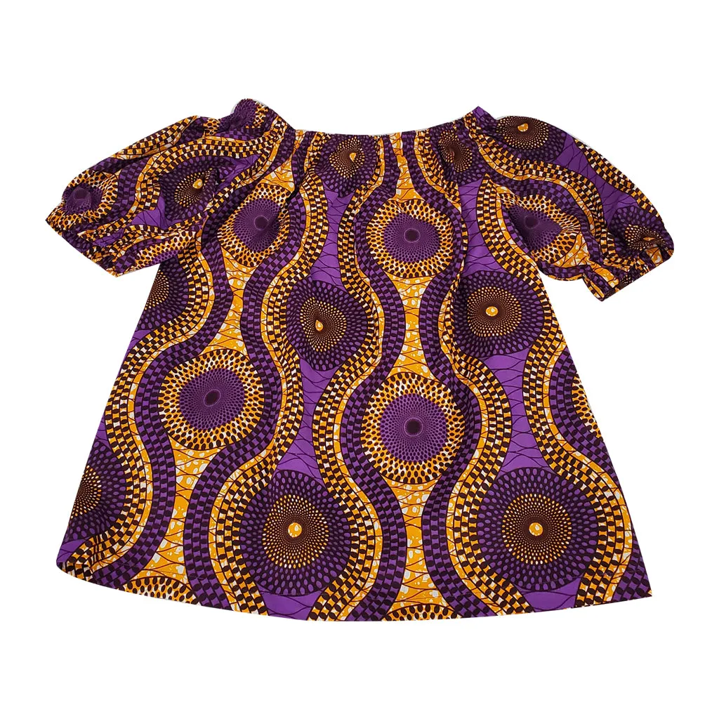 Purple Crown Off Shoulder Loose Mini Dress