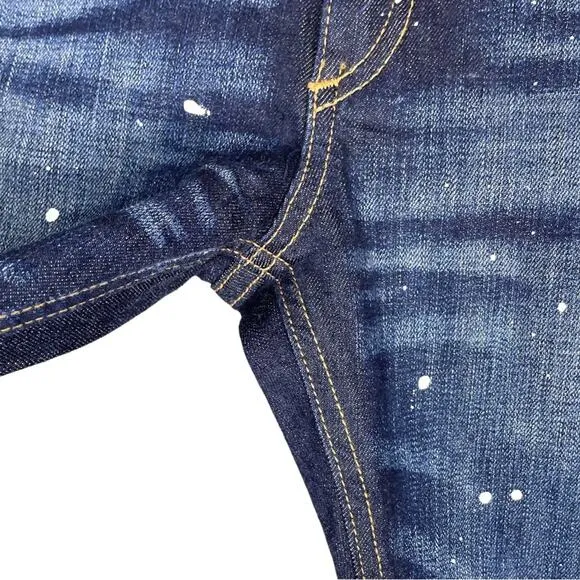 Rag &amp; Bone Dark Wash Paint Anfield Splatter Skinny Jeans - 26