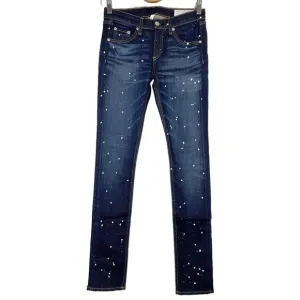Rag &amp; Bone Dark Wash Paint Anfield Splatter Skinny Jeans - 26