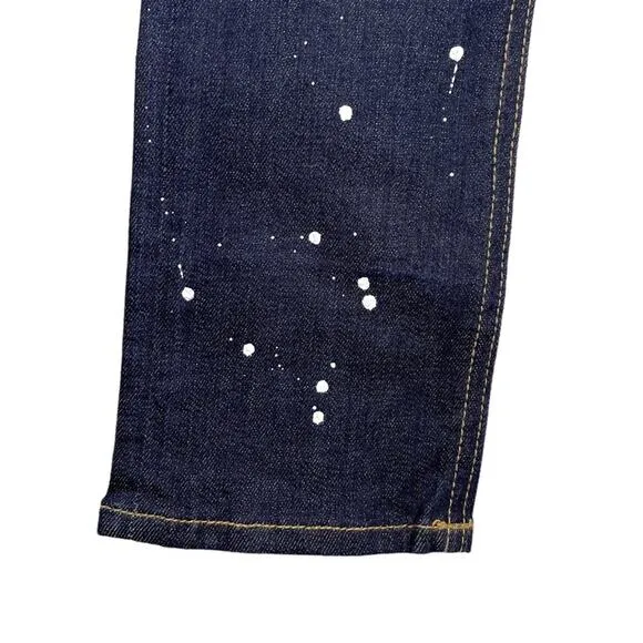 Rag &amp; Bone Dark Wash Paint Anfield Splatter Skinny Jeans - 26