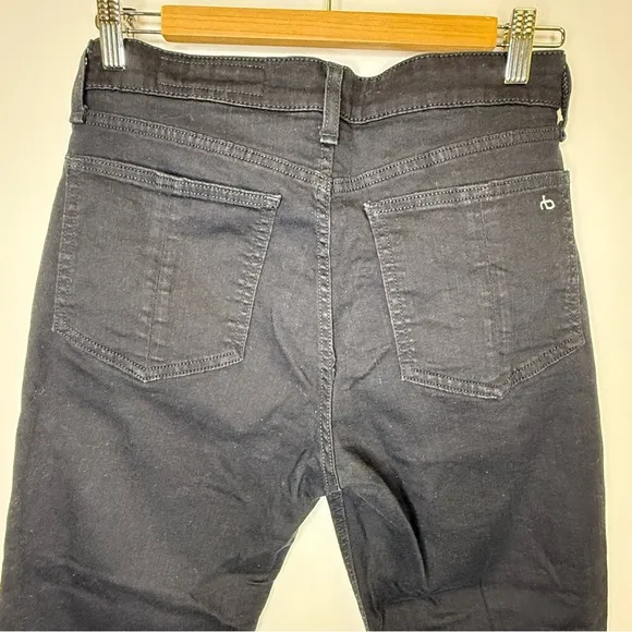 Rag &amp; Bone Nina High Rise Ankle Cigarette Jeans in No Fade Black Size 28