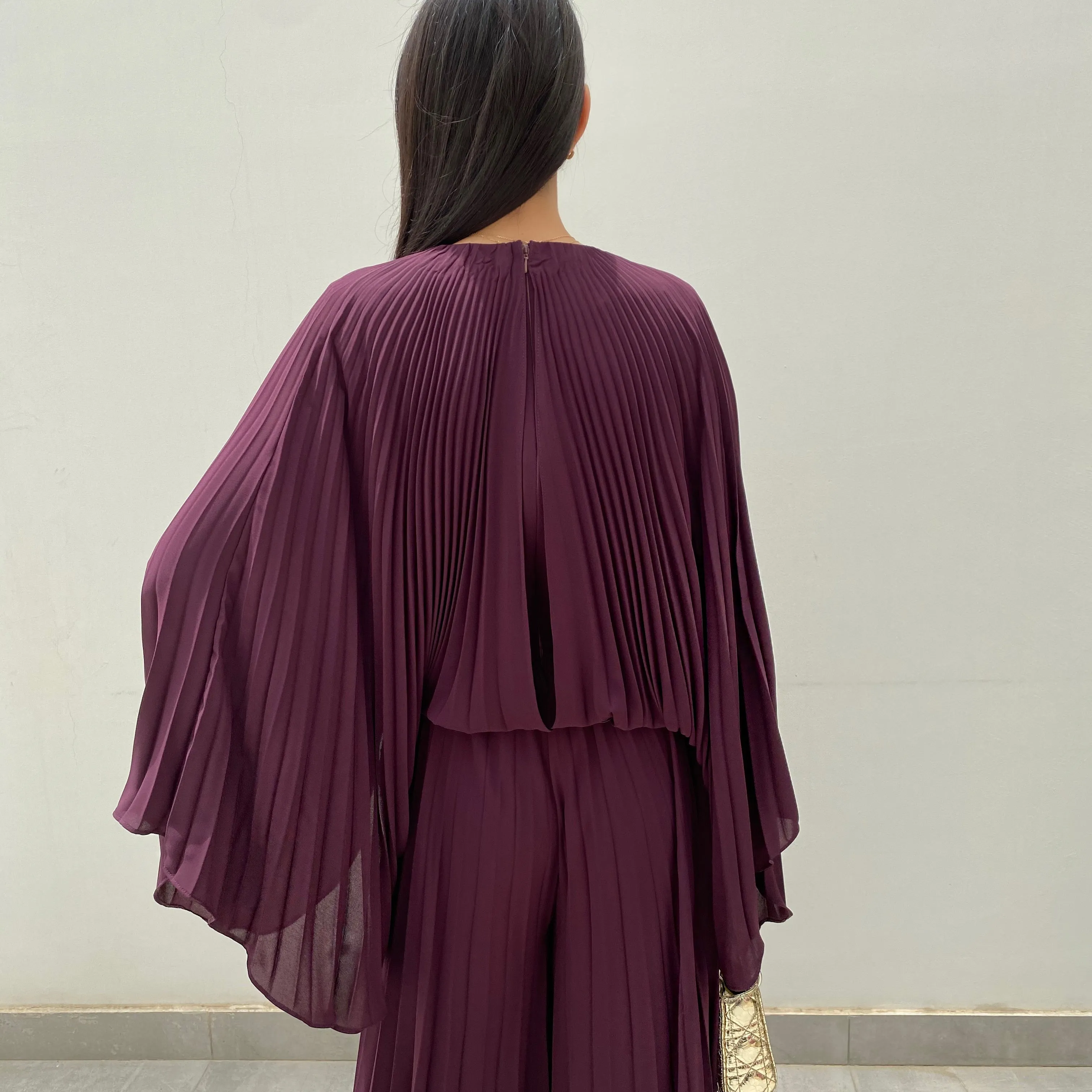 RAM20 AUBERGINE SUNRISE PLEATS JUMPSUIT