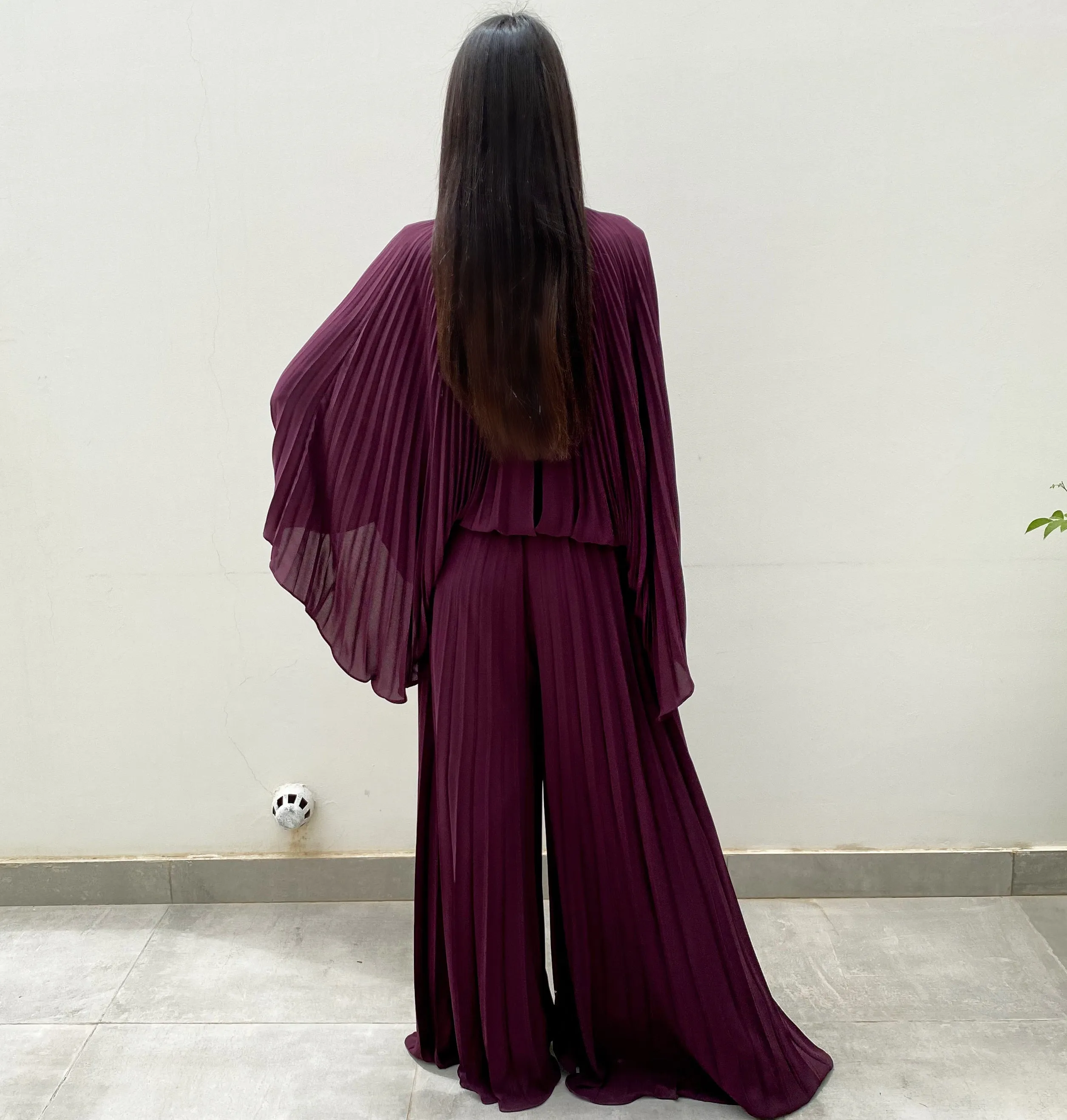 RAM20 AUBERGINE SUNRISE PLEATS JUMPSUIT