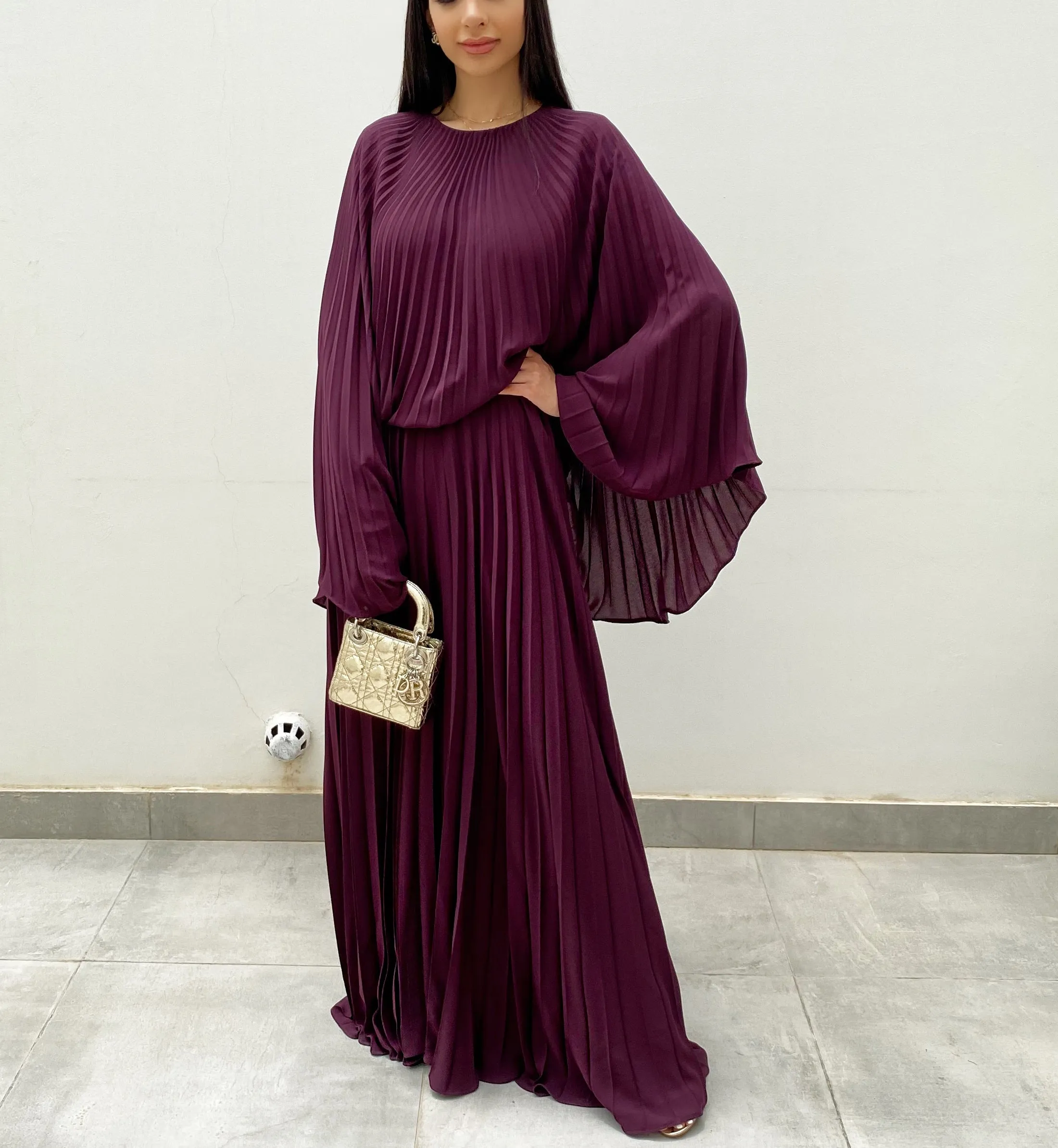 RAM20 AUBERGINE SUNRISE PLEATS JUMPSUIT