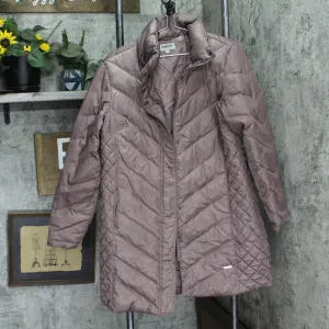 Reaction by Kenneth Cole Womens Quilted Puffer Jacket Coat Brown XL
