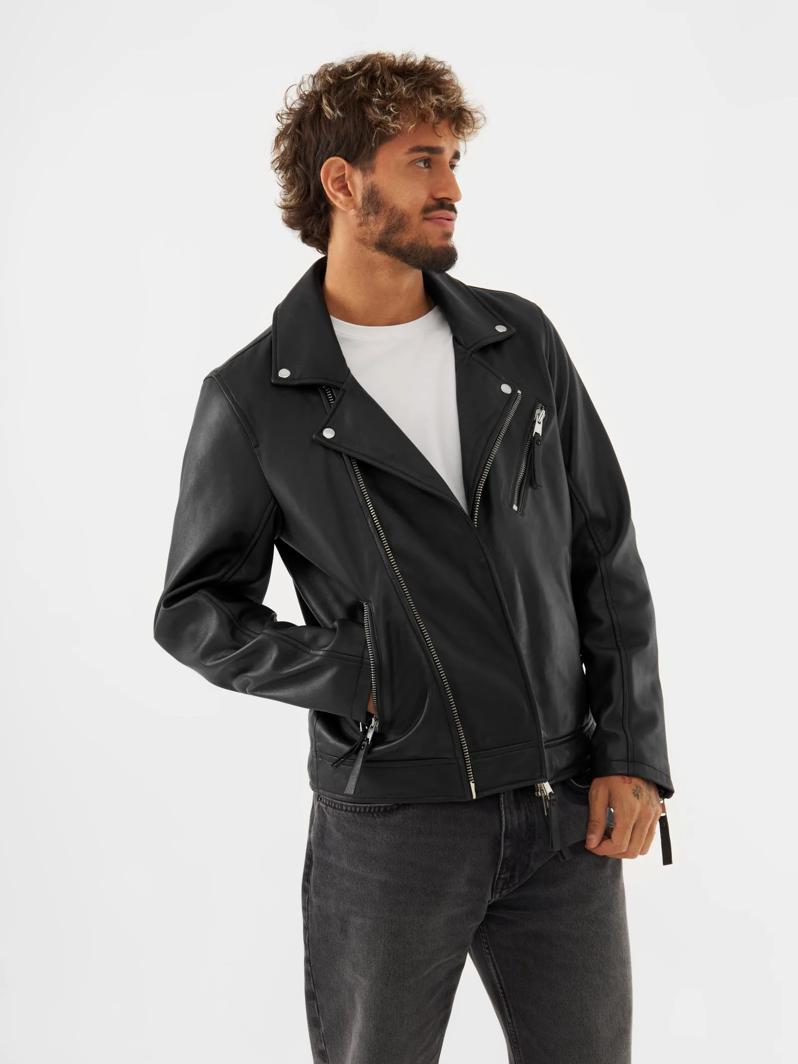 Real Leather Classic Biker Jacket