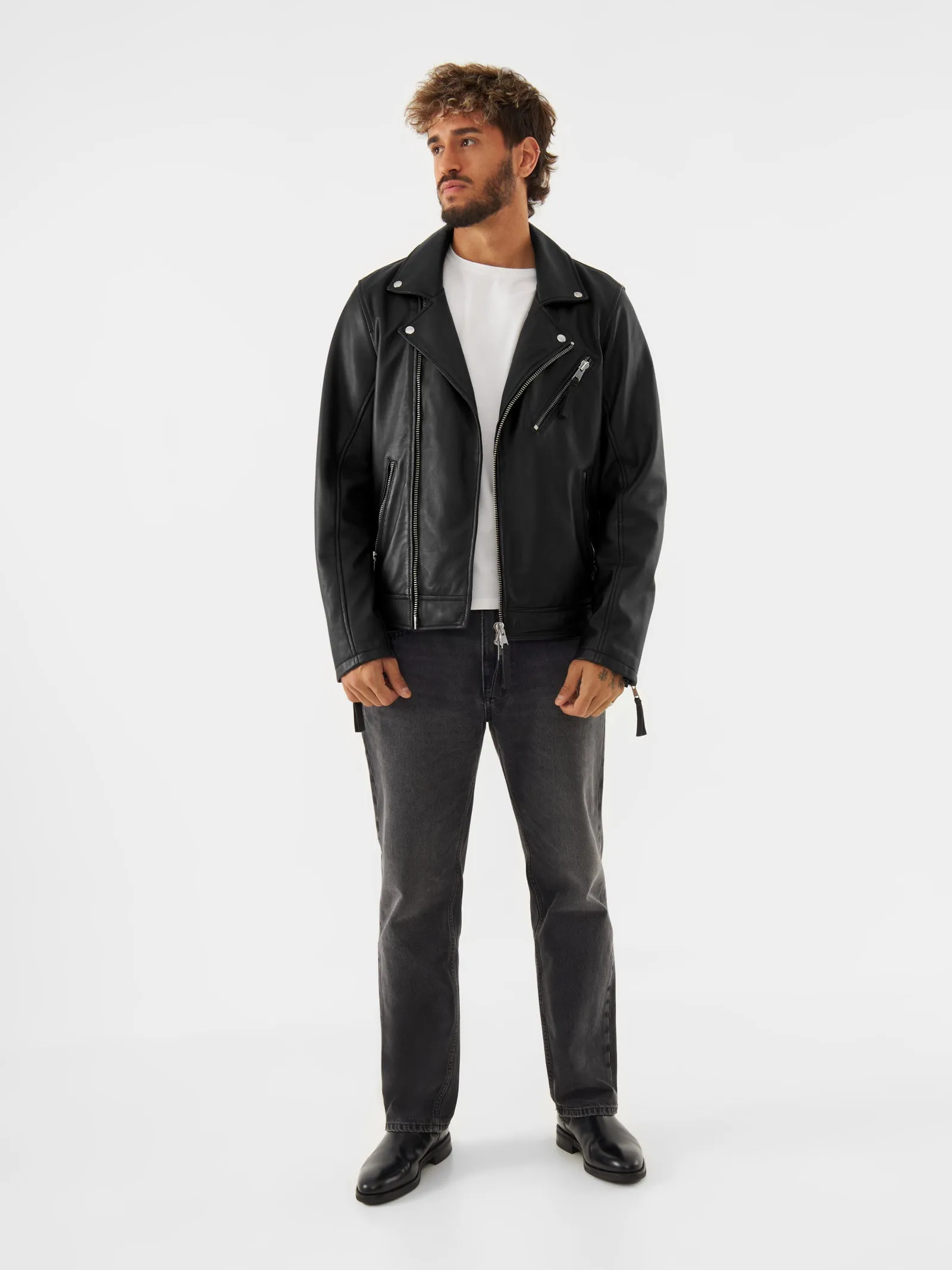 Real Leather Classic Biker Jacket