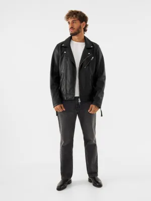 Real Leather Classic Biker Jacket