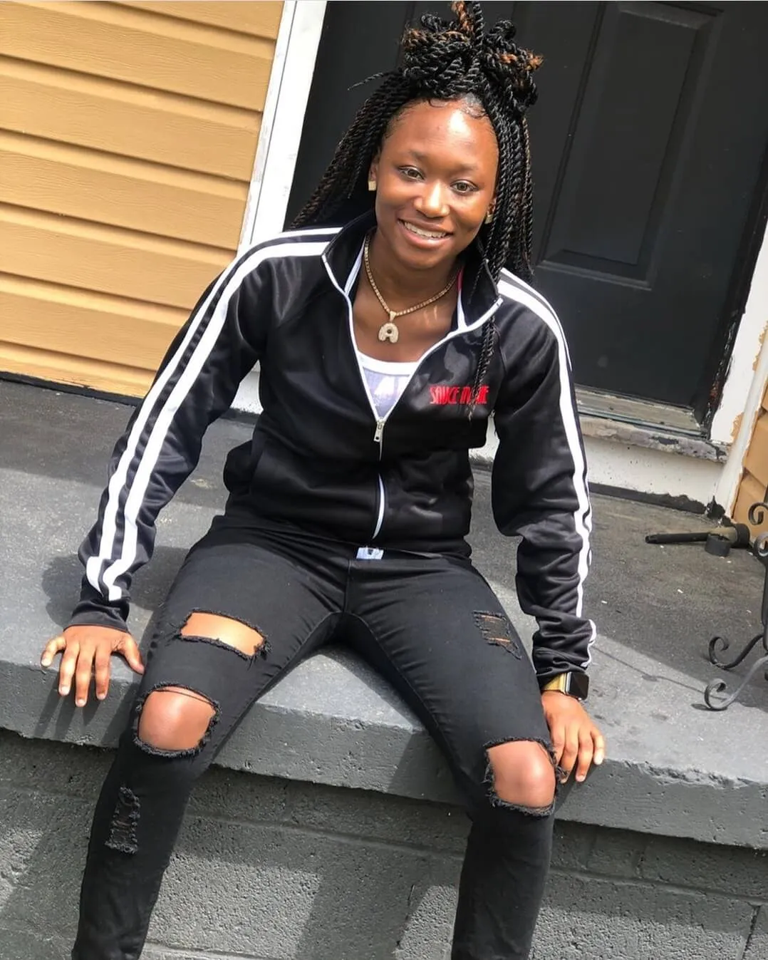 Red Sauce Outline | Black Track Jacket