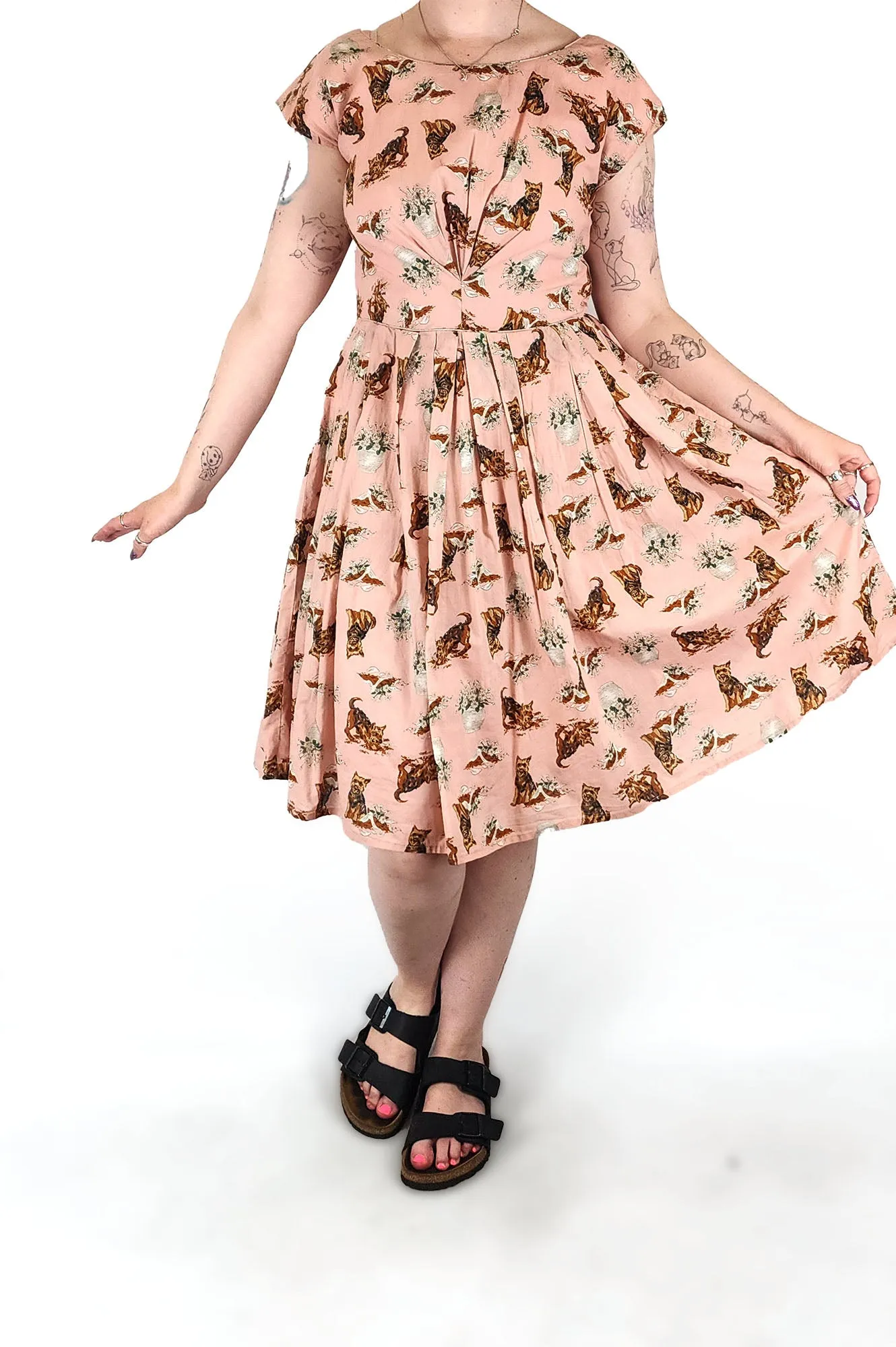 Revival pink cotton dog print dress size 12