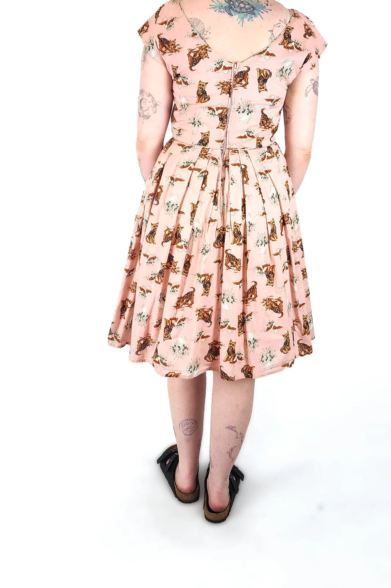 Revival pink cotton dog print dress size 12