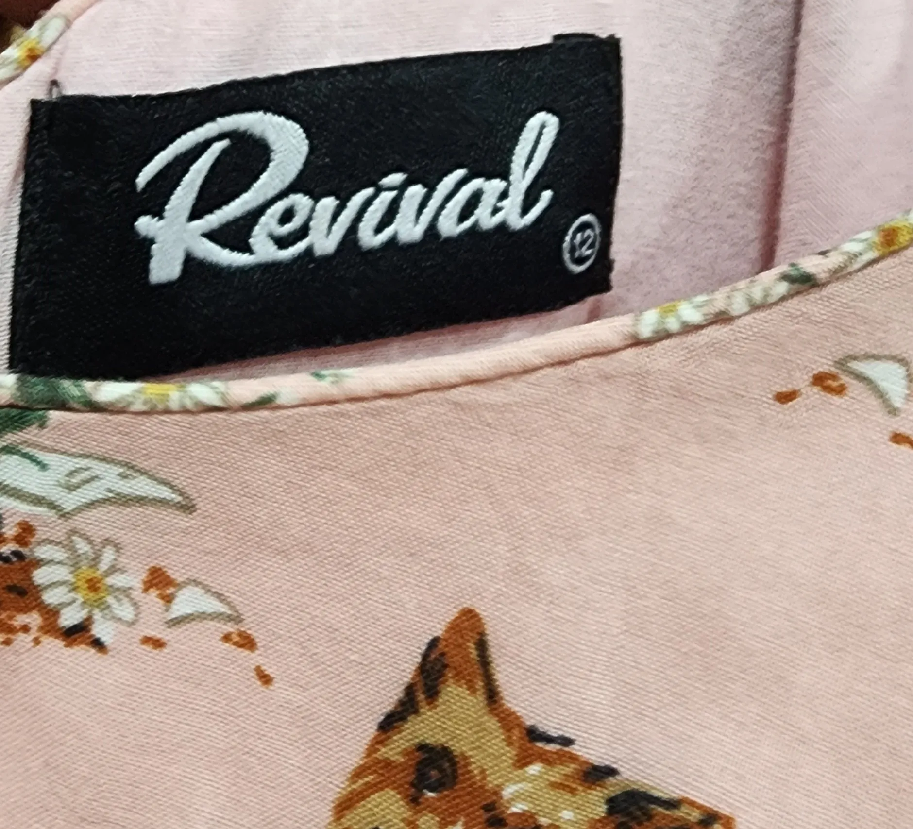 Revival pink cotton dog print dress size 12
