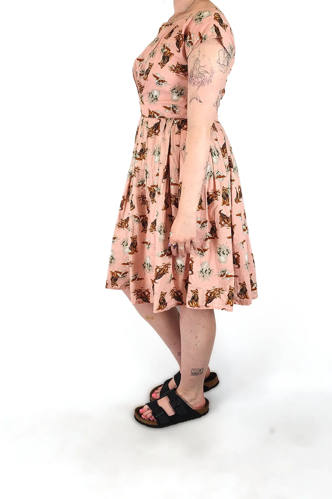 Revival pink cotton dog print dress size 12