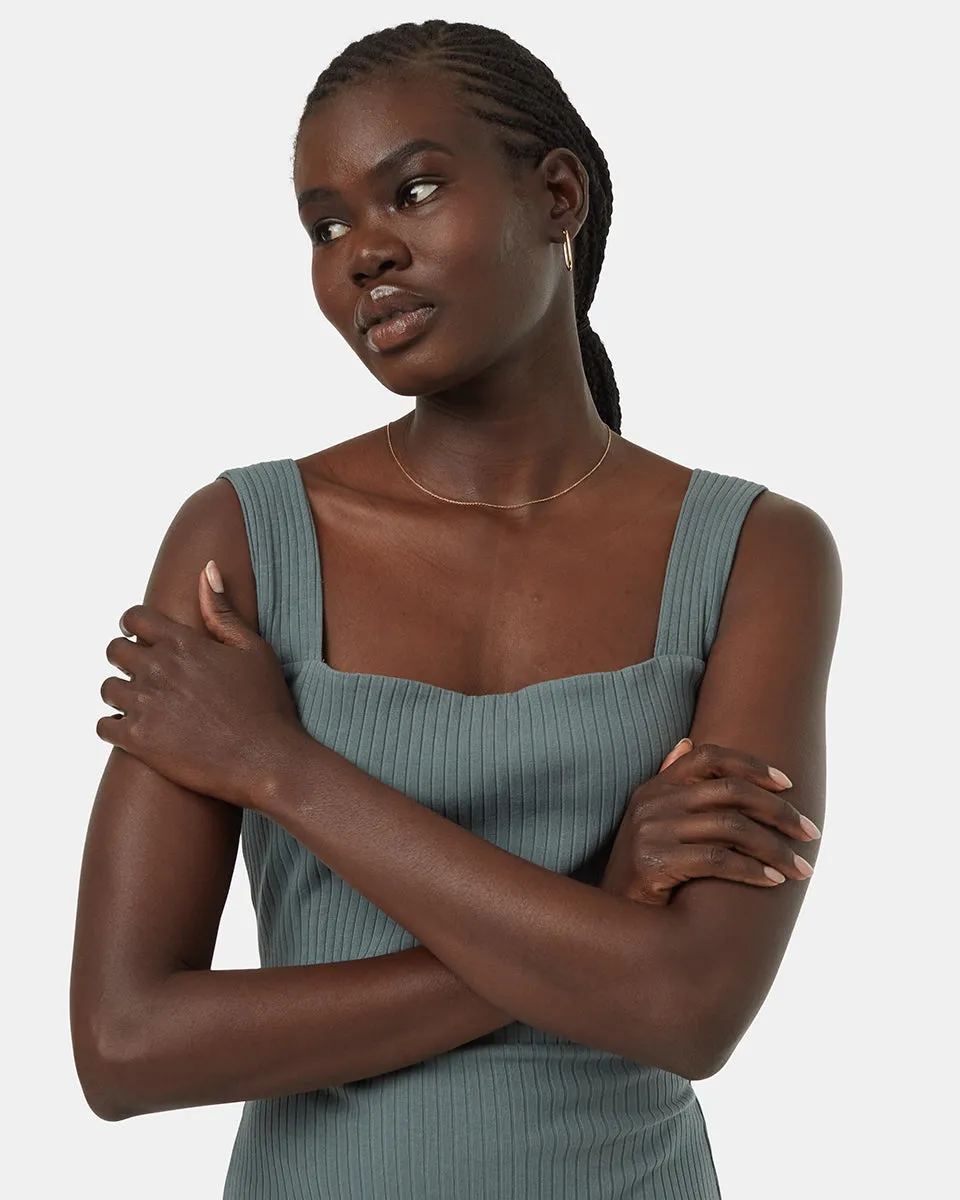 Rib Square Neck Dress