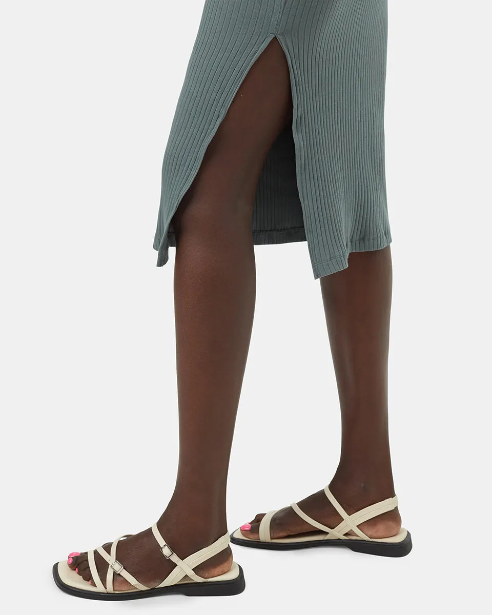 Rib Square Neck Dress