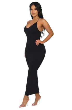Ribbed Strap Bodycon Maxi Dress