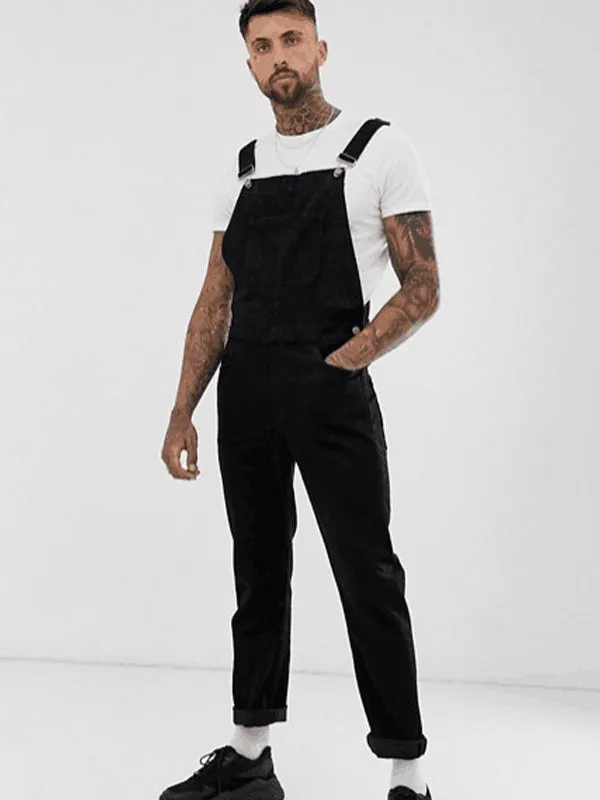 Ripped Denim Suspenders Jumpsuit