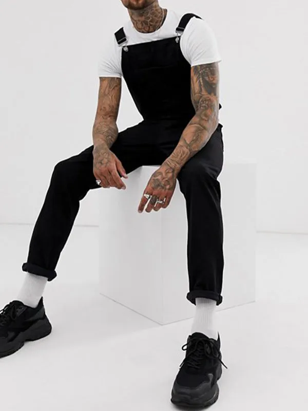 Ripped Denim Suspenders Jumpsuit
