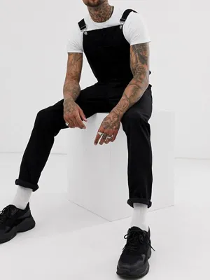 Ripped Denim Suspenders Jumpsuit