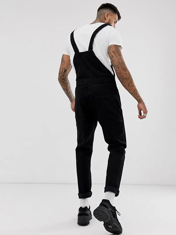 Ripped Denim Suspenders Jumpsuit