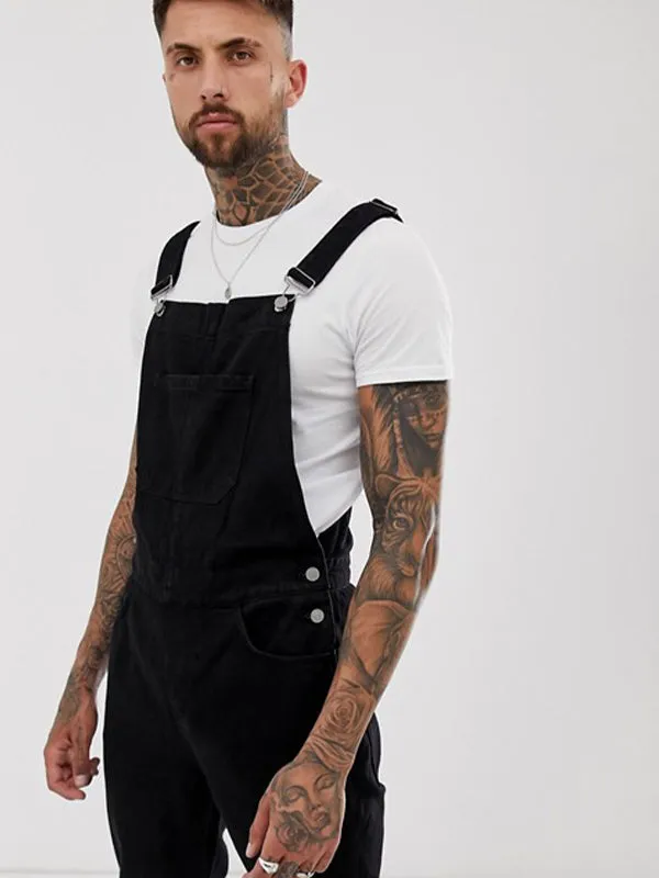 Ripped Denim Suspenders Jumpsuit