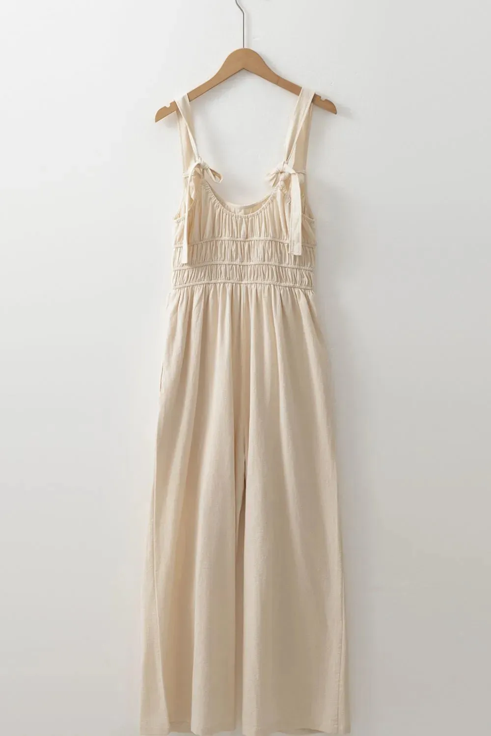 Ruched Sleeveless Wide Leg Jumpsuit