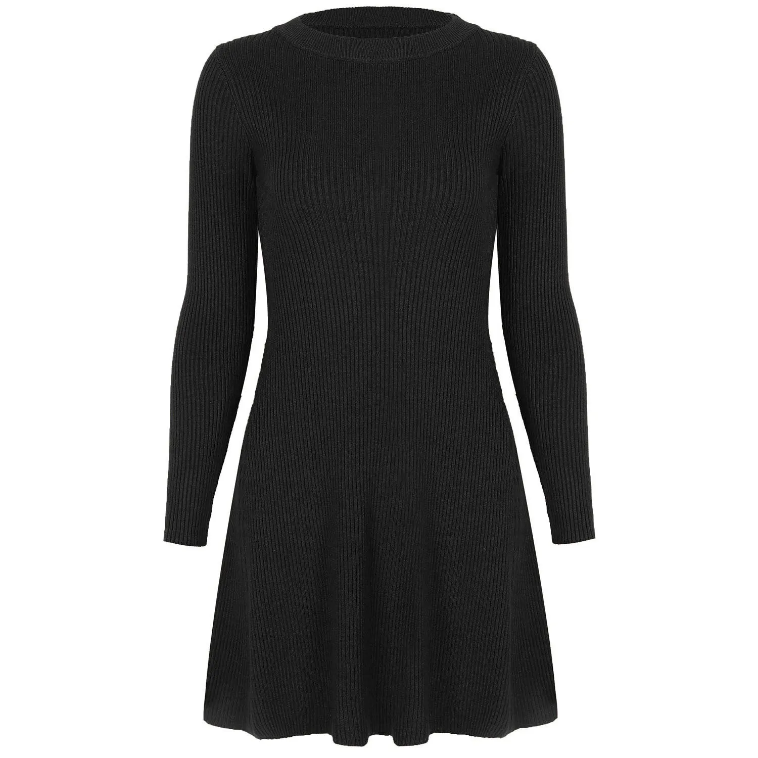 Ruffled Flounces Striped Knit Sweater Mini Dresses