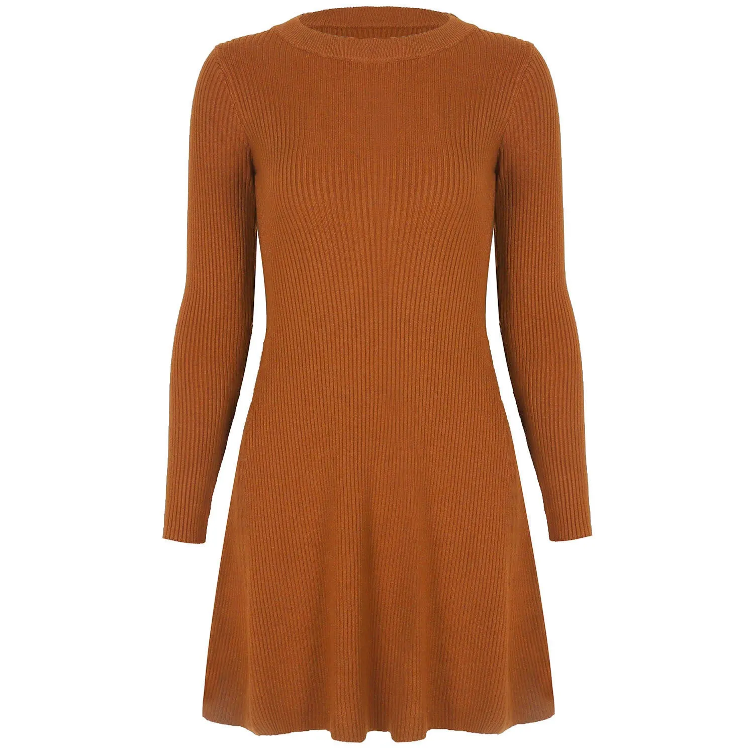 Ruffled Flounces Striped Knit Sweater Mini Dresses