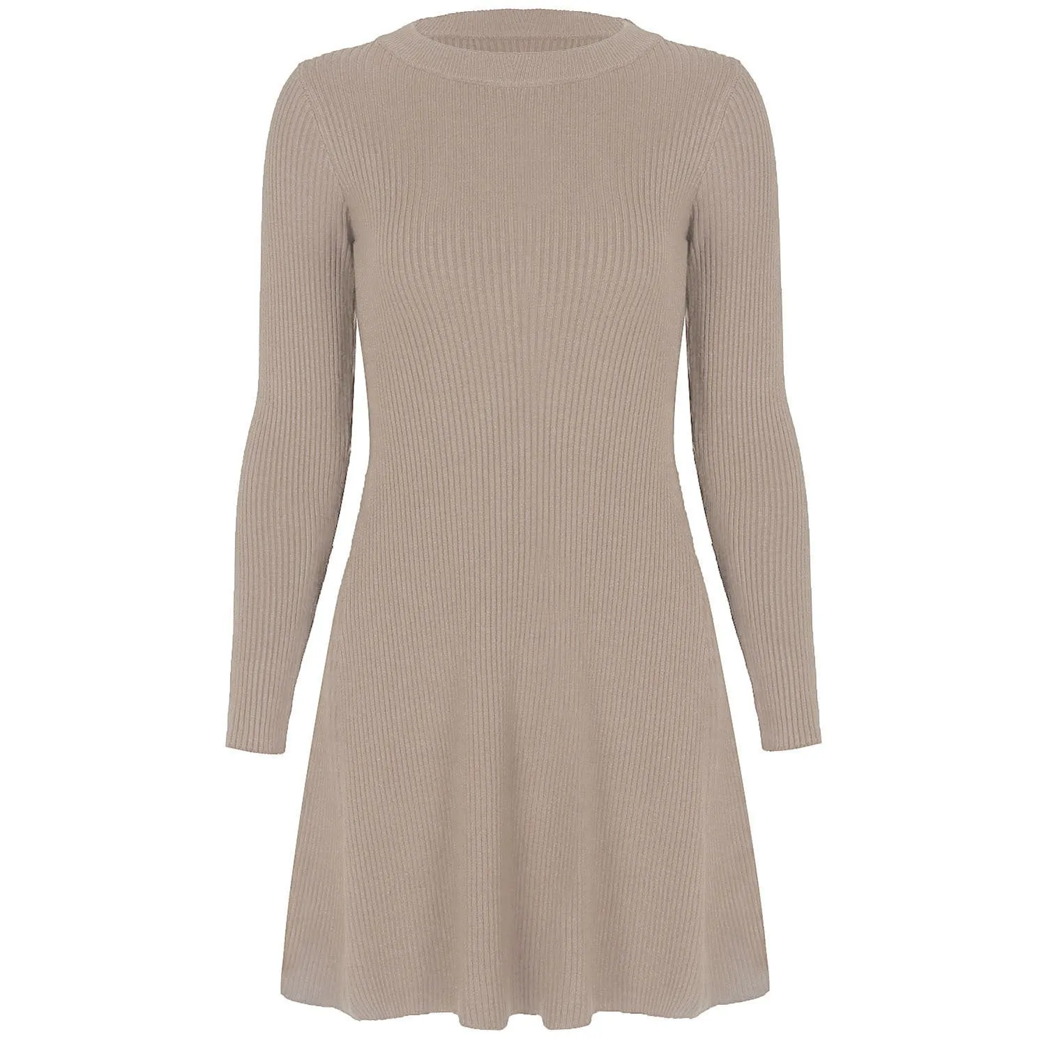 Ruffled Flounces Striped Knit Sweater Mini Dresses