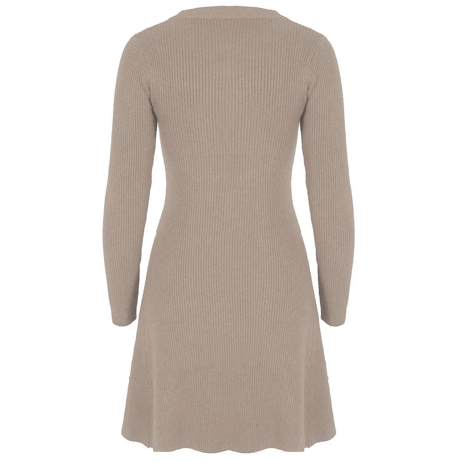 Ruffled Flounces Striped Knit Sweater Mini Dresses