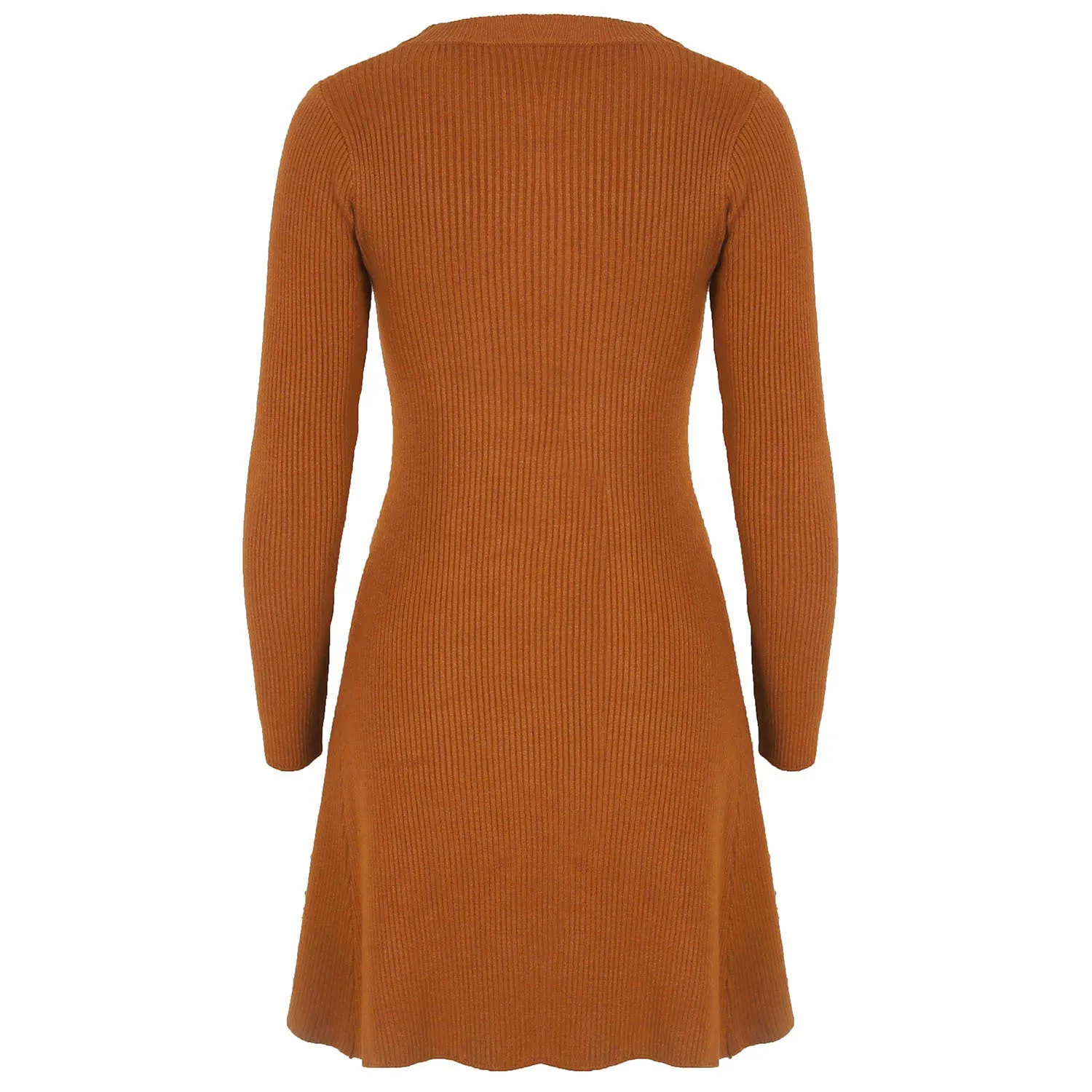 Ruffled Flounces Striped Knit Sweater Mini Dresses