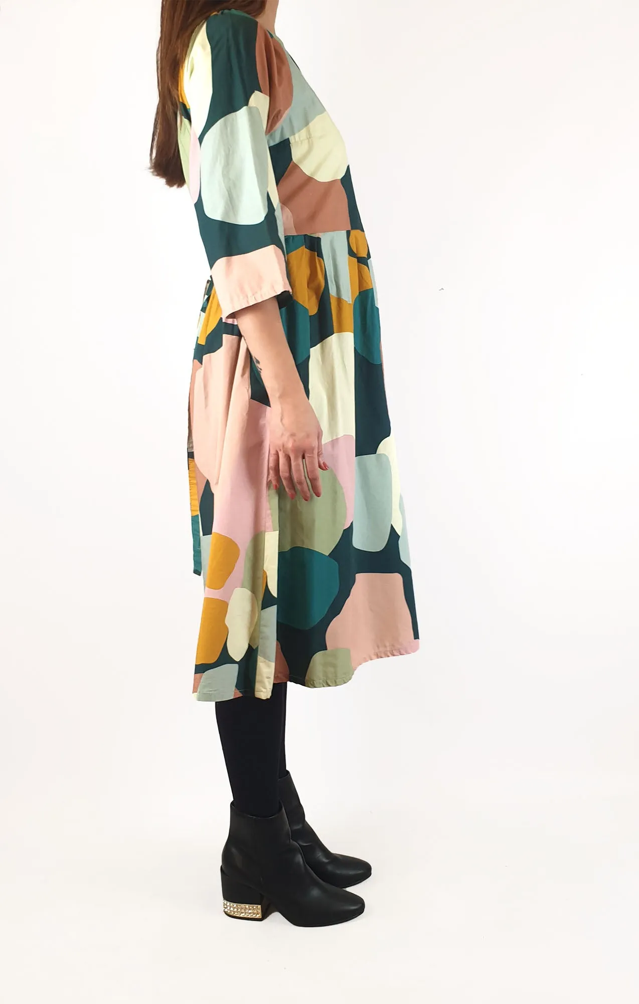 Rummage Style colourful print long sleeve dress size 10