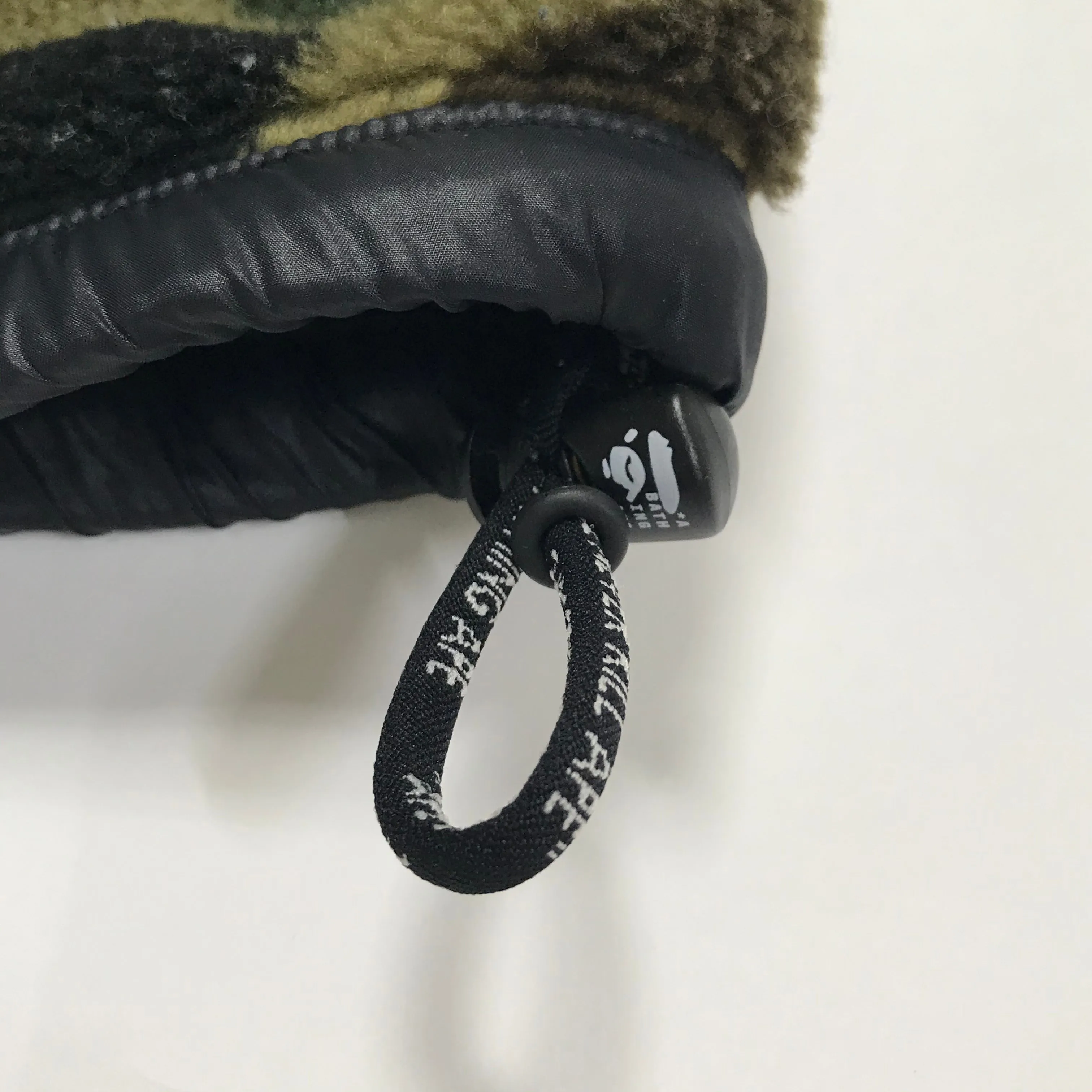 [S] A Bathing Ape Bape 1st Camo Boa Fleece Hooded Vest Green