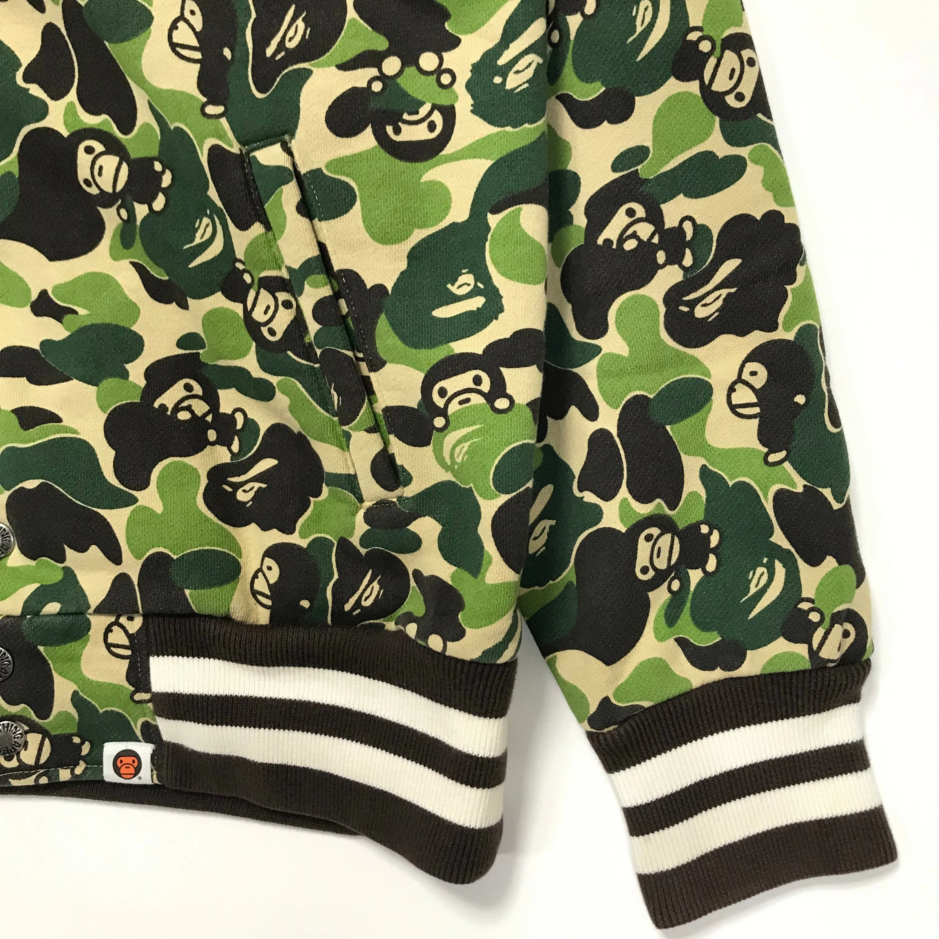 [S] A Bathing Ape Bape Baby Milo Camo Sweat Varsity Stadium Jacket