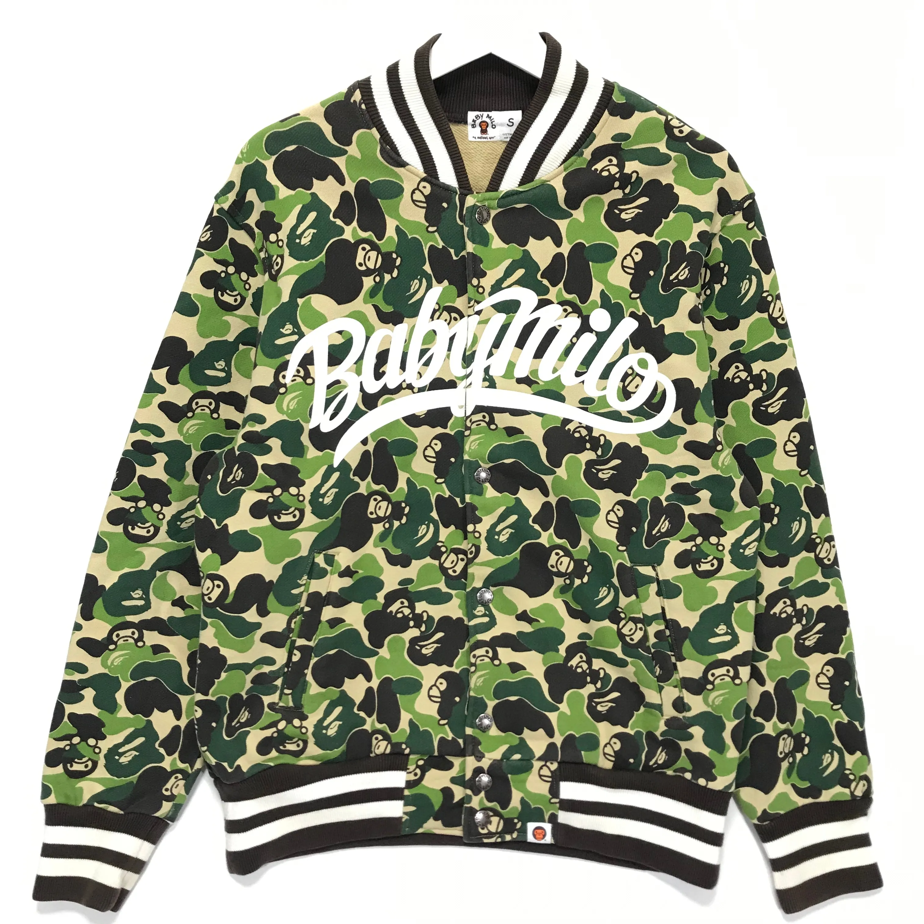 [S] A Bathing Ape Bape Baby Milo Camo Sweat Varsity Stadium Jacket