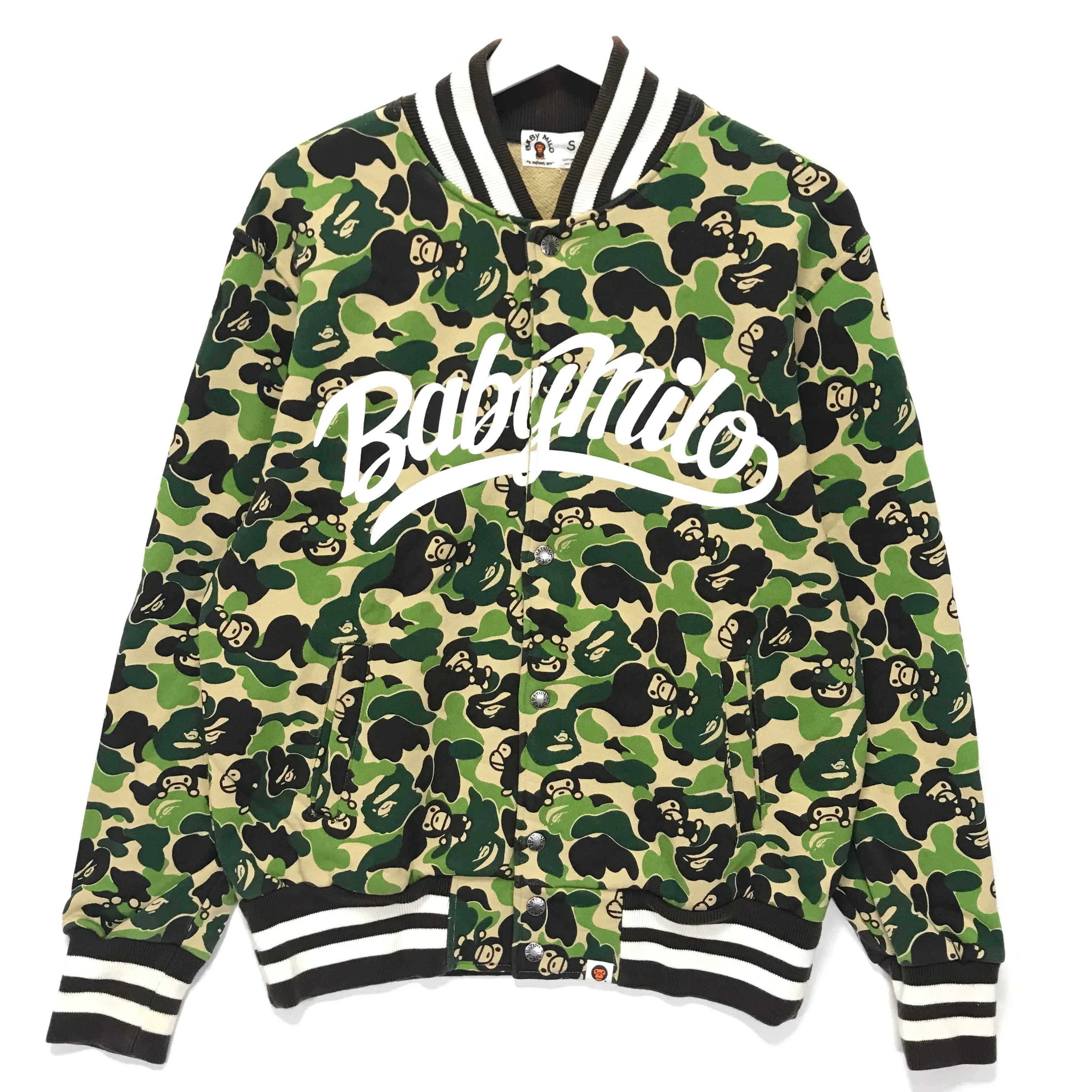[S] A Bathing Ape Bape Baby Milo Camo Sweat Varsity Stadium Jacket