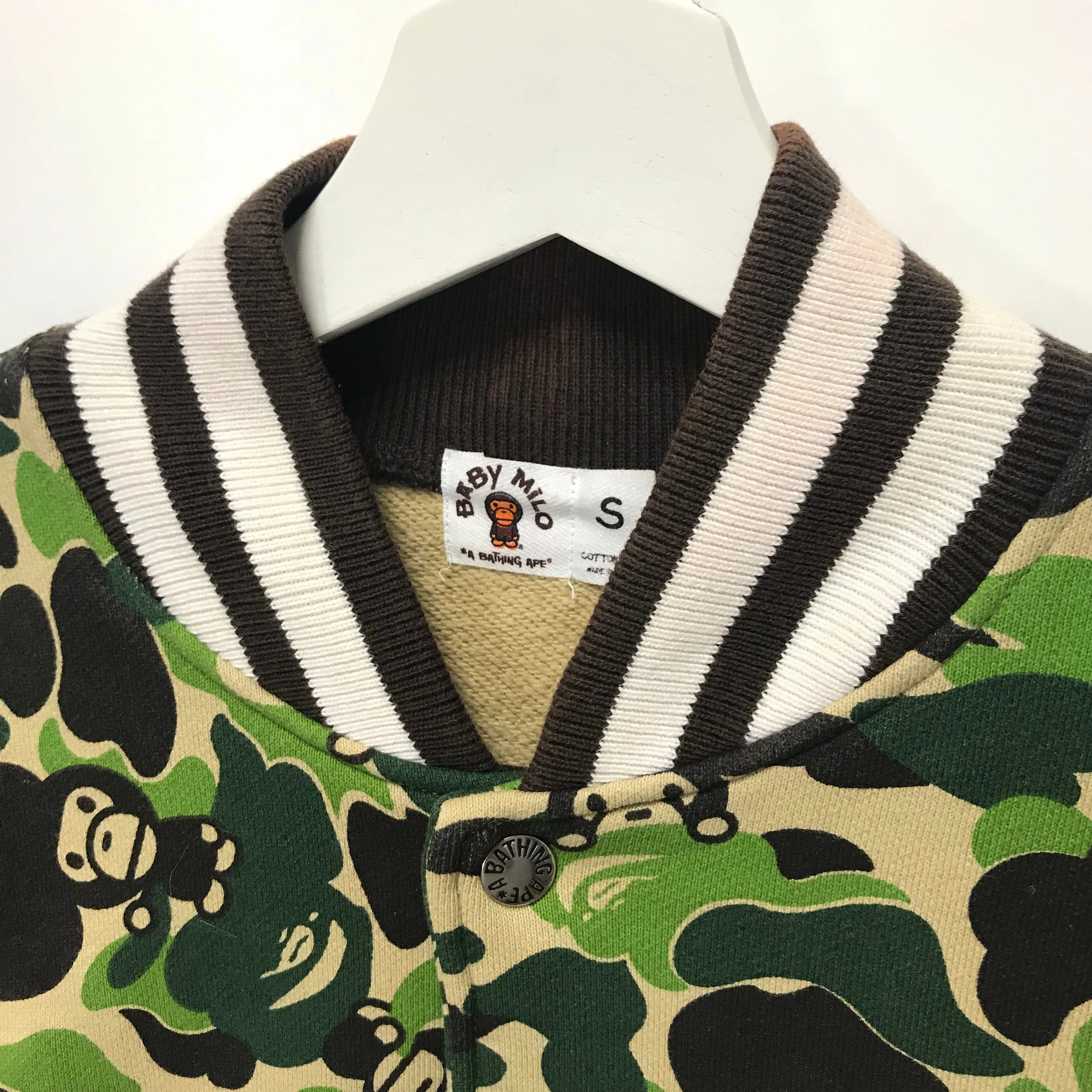 [S] A Bathing Ape Bape Baby Milo Camo Sweat Varsity Stadium Jacket