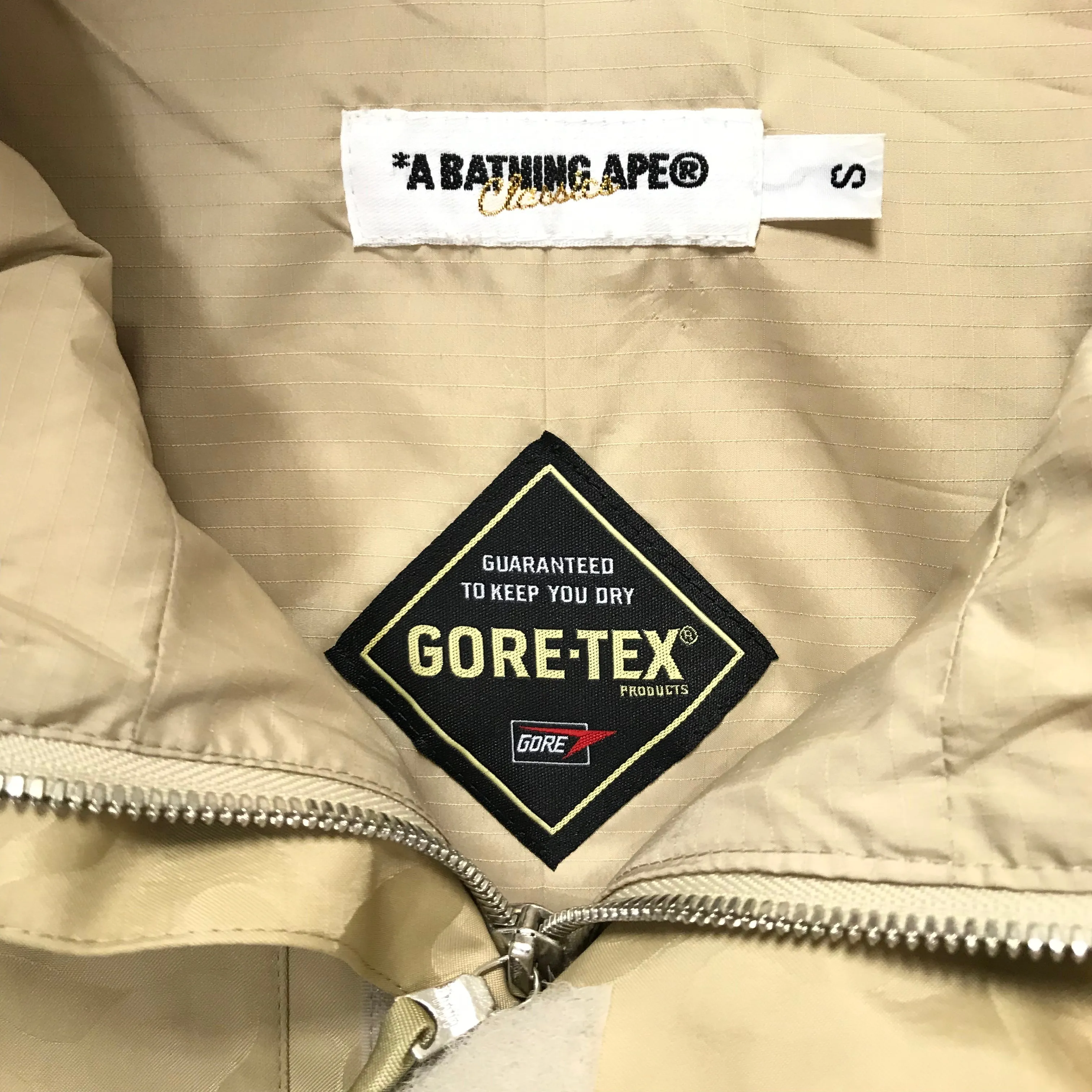 [S] A Bathing Ape Bape Gore Tex Jacquard Camo Snowboard Jacket Beige
