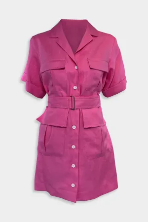 Safari Mini Dress in Hot Pink