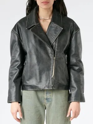 Sanded Leather Biker Jacket