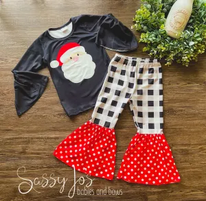 Santa Top   Buffalo Plaid Bell-Bottoms