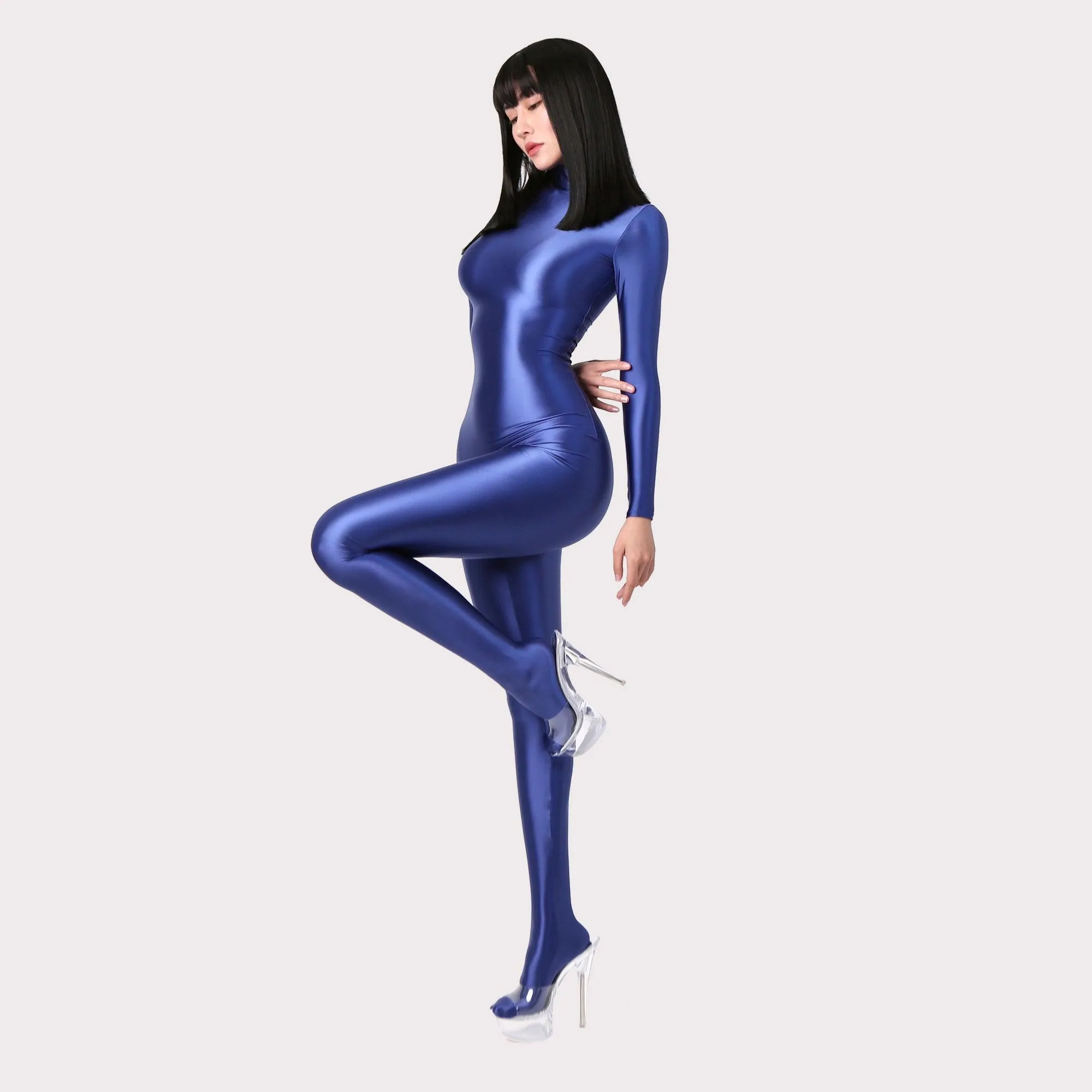 Satin Long Sleeve Bodysuit Full Length One-piece