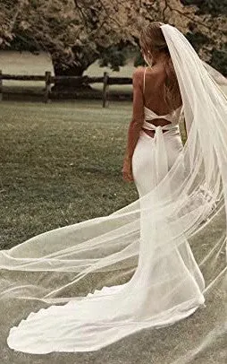 Satin Sheath Spaghetti Wedding Dress Casual Sexy Romantic Adorable Beach With Open Back And Long Sleeves And Split Front-716762