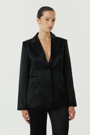 SATIN TAILORED BLAZER | BLACK