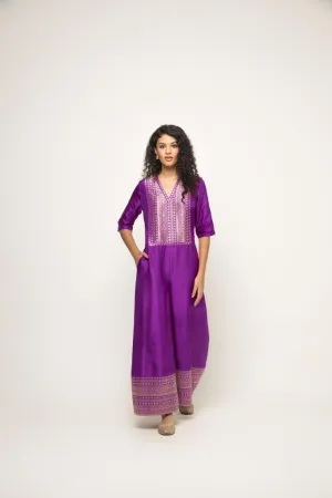 Sayra-Statement Silk Jumpsuit With Brocade Detail