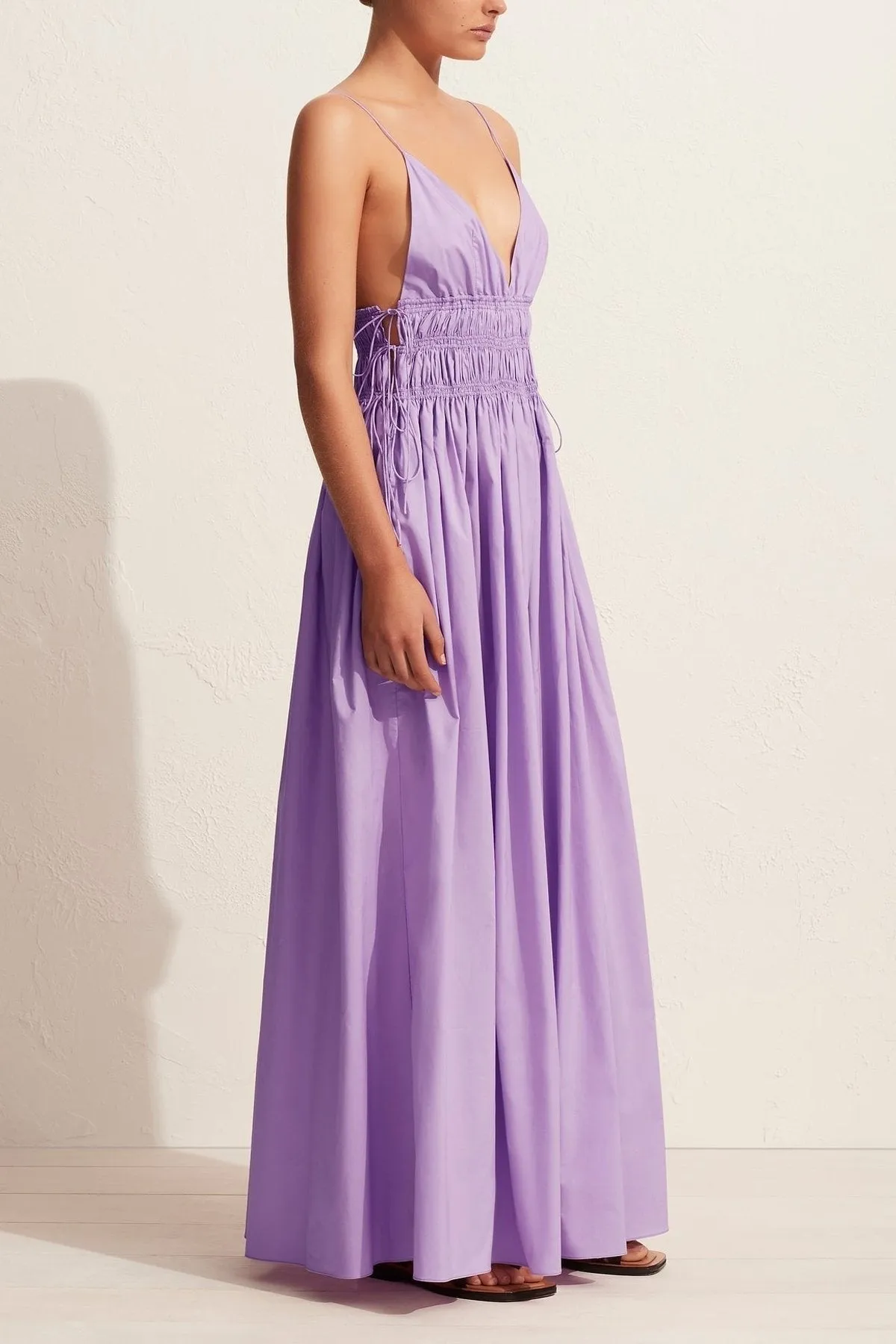 Shirred Triangle Dress in Violet