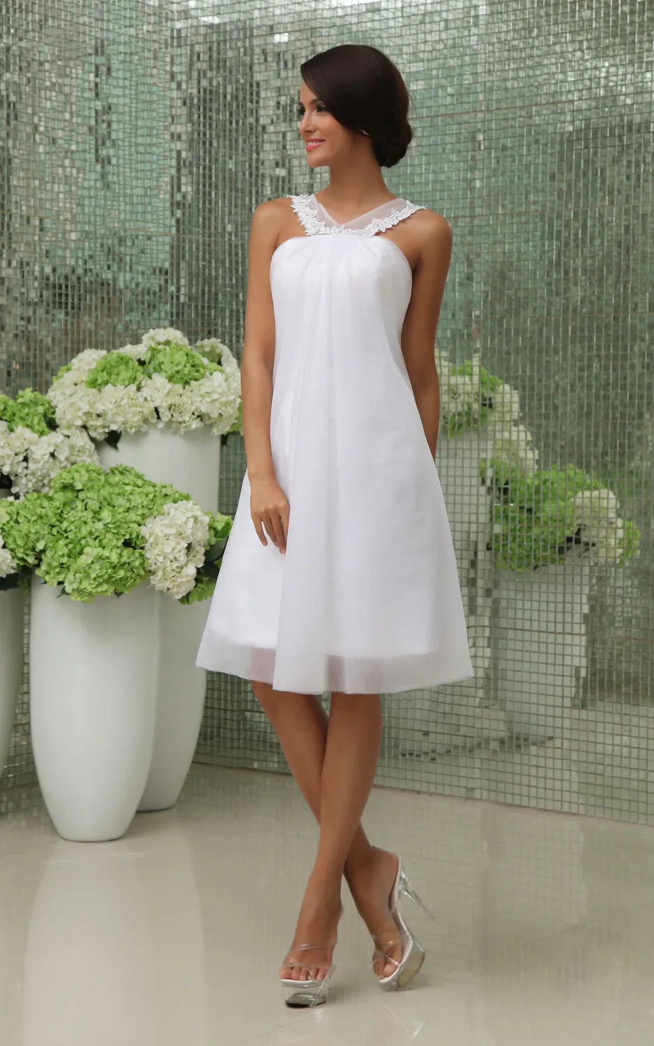 Short Strapped Tulle Overlay A-Line Lovely Dress-GC_704999