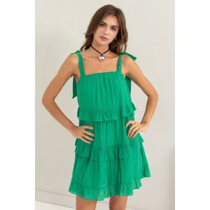 Shoulder Tie Mini Dress
