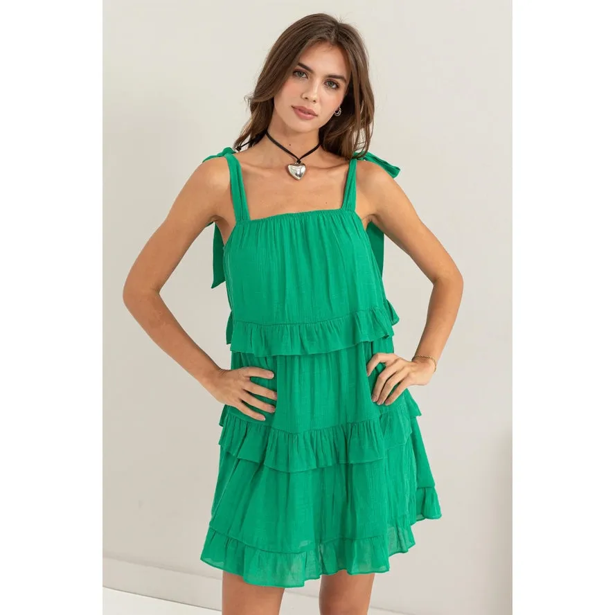 Shoulder Tie Mini Dress