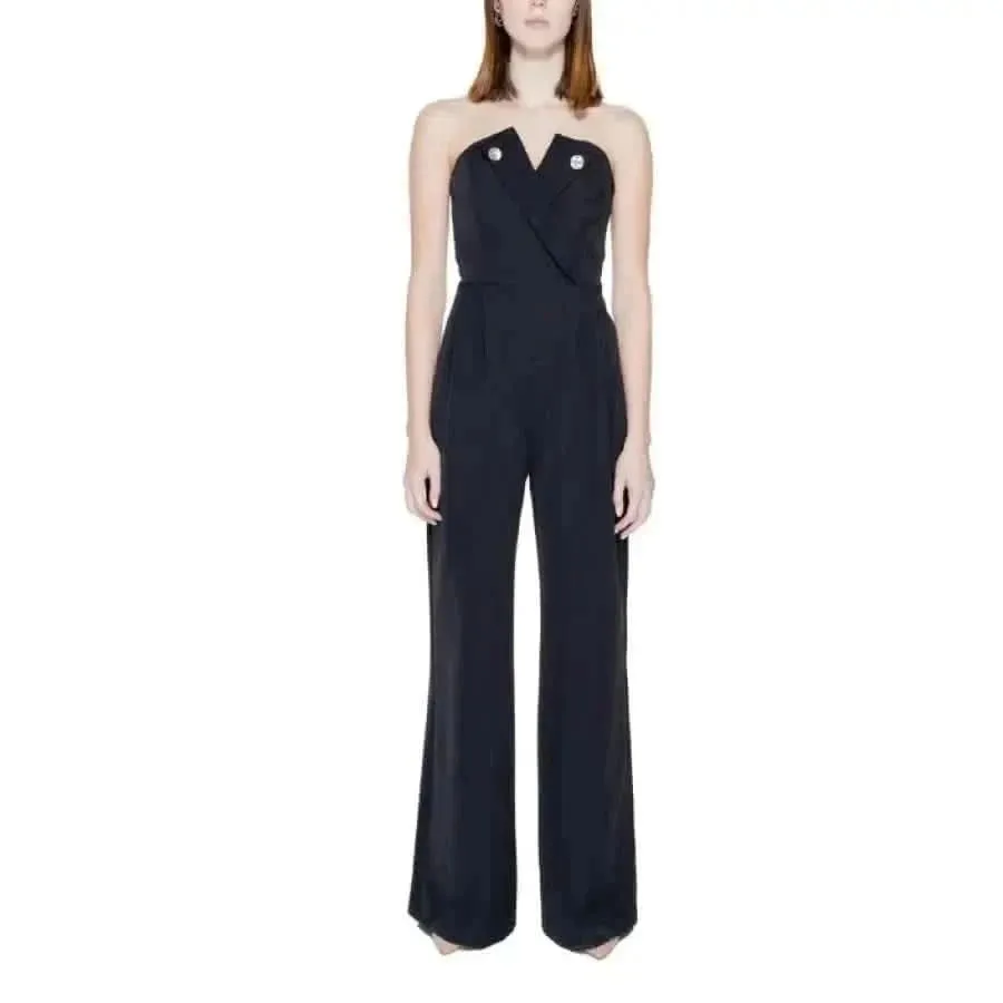 Silence Women Jumpsuit Black Sleeveless Sweetheart Neckline